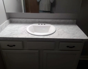 Bathroom laminate countertop and sink