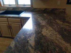 Residential kitchen laminate countertop installation over existing cabinets